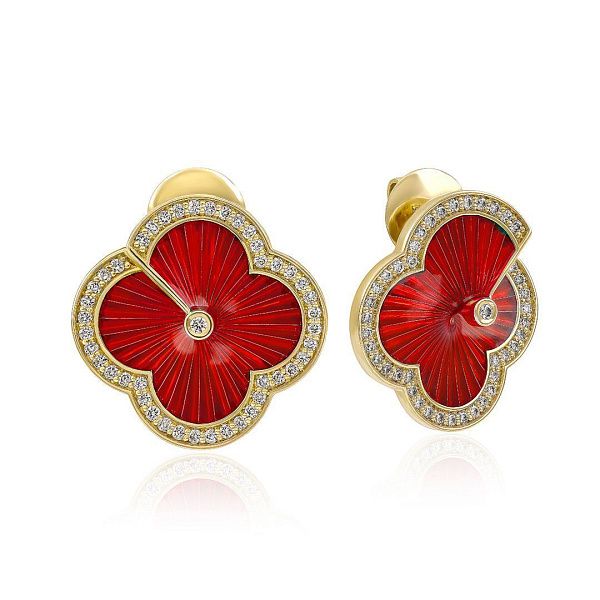 Пусеты из желтого золота с бриллиантами