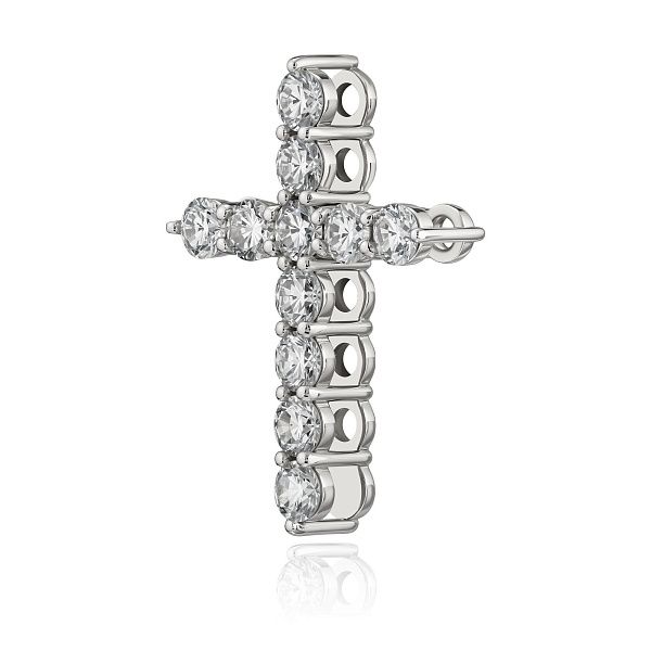 Крест из белого золота с бриллиантами