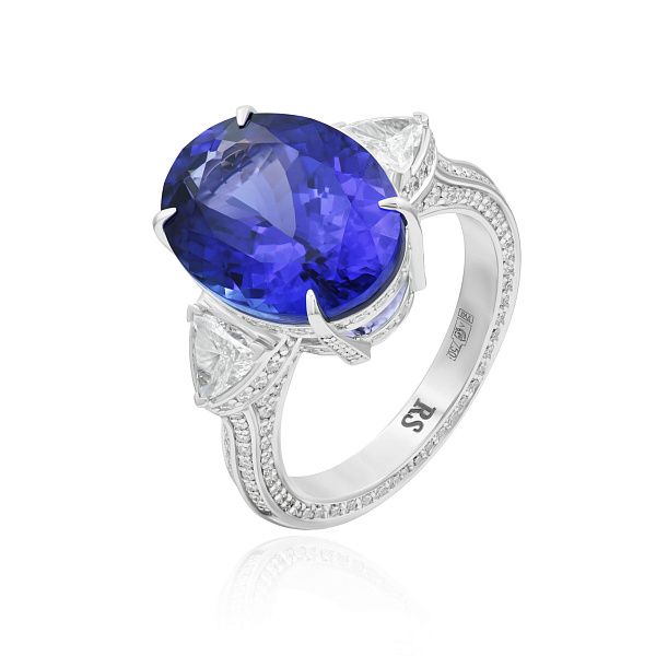 Кольцо с бриллиантами и танзанитом 9.4 ct