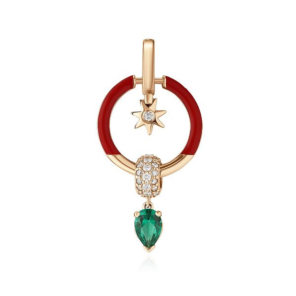 Подвеска из желтого золота с бриллиантами и нанокристаллом