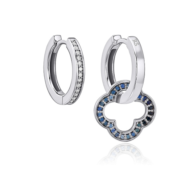 Серьги из белого золота с сапфирами и бриллиантами