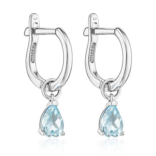 Серьги из белого золота с топазами