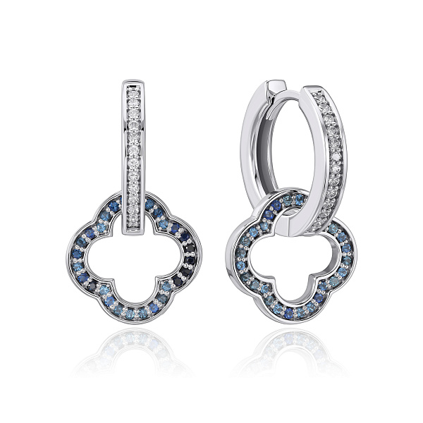 Серьги из белого золота с сапфирами и бриллиантами