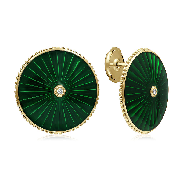 Пусеты из желтого золота с бриллиантами