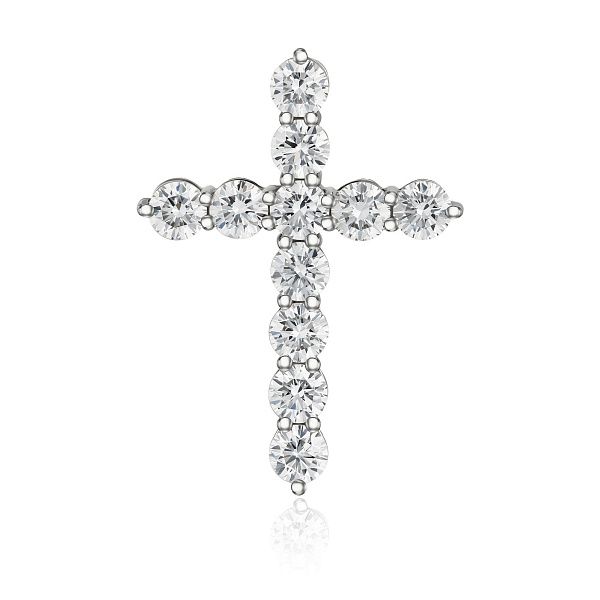 Крест из белого золота с бриллиантами