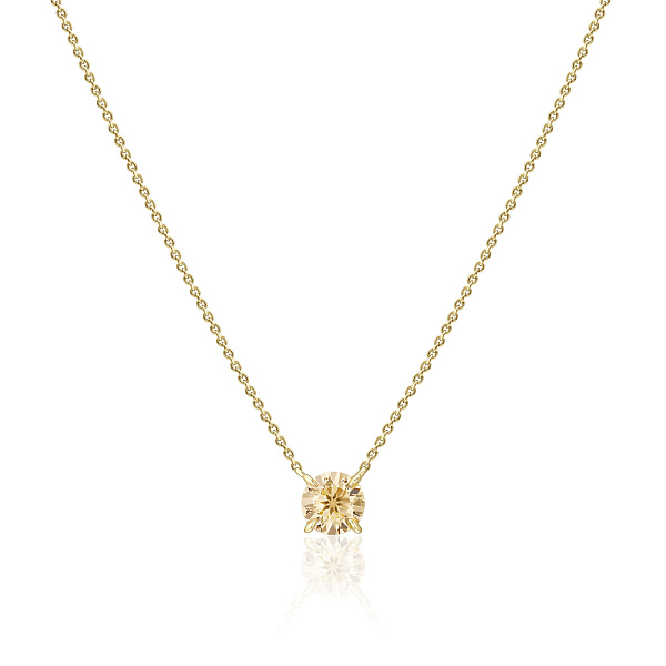 Колье из желтого золота с цитрином и бриллиантом