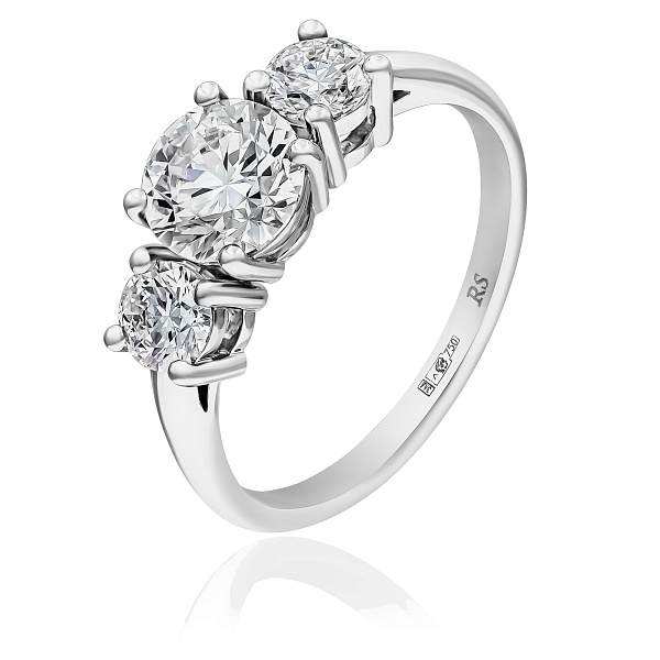 Кольцо из белого золота с бриллиантом 1.31 ct
