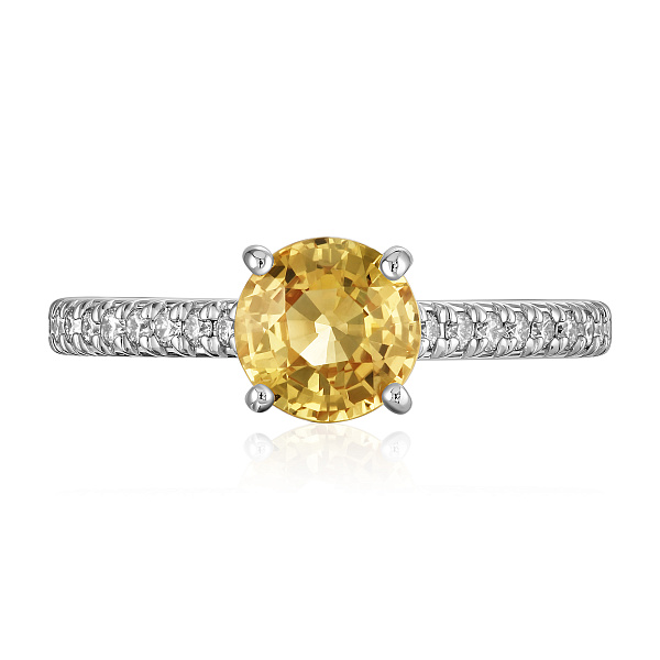 Кольцо из белого золота с сапфиром и бриллиантами