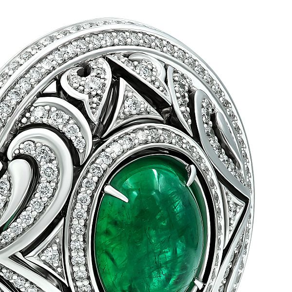 Серьги из белого золота с изумрудами 8.65 ct и бриллиантами